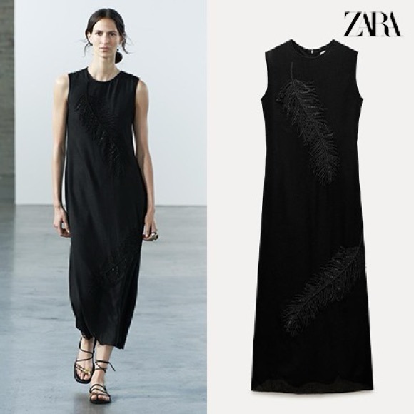 NWT Zara Black Maxi Dress BEADED Feather Detail BLACK SIZE M is available  for purchase on au PAY Market - Imported Goods Online Store Co.Ltd. | au  PAY Market - Online Shopping Site